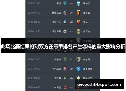 此场比赛结果将对双方在意甲排名产生怎样的重大影响分析